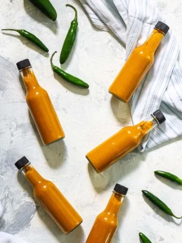homemade hot sauce in bottles