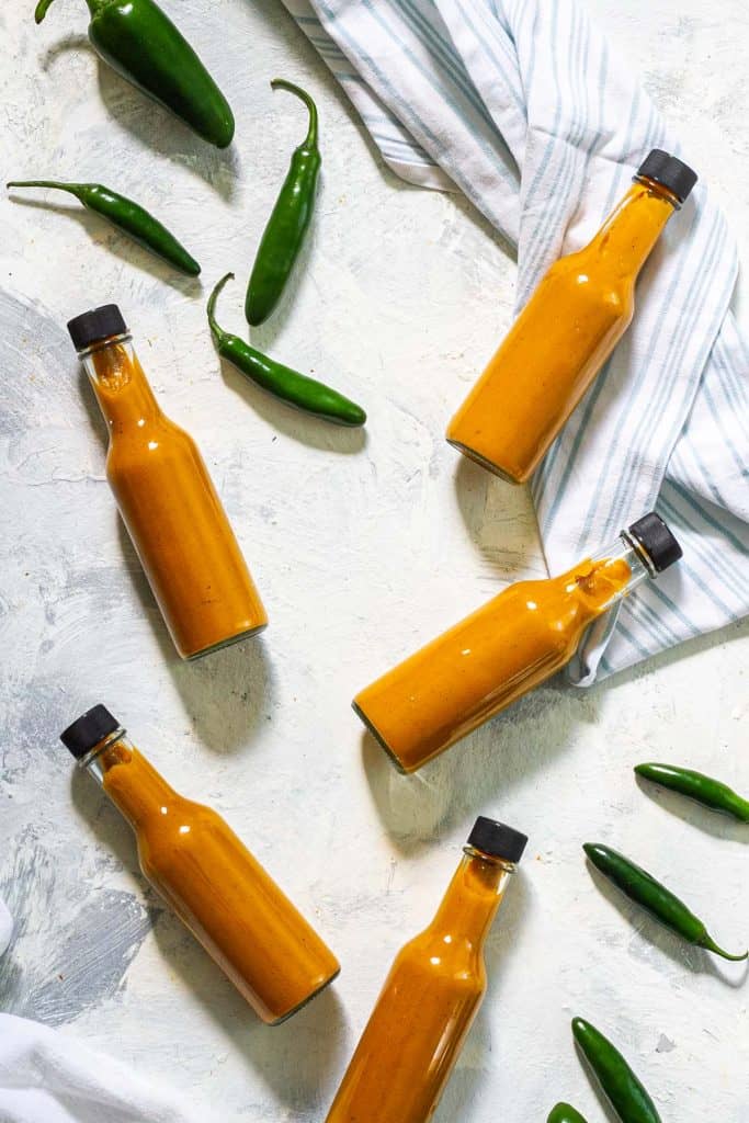 homemade hot sauce in bottles