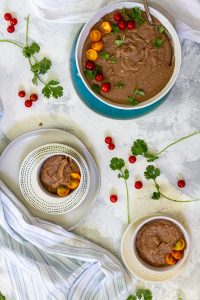 Refried beans in a serving dish