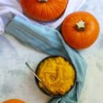 This fall, skip the canned pumpkin! Instead, make homemade Instant Pot pumpkin purée with a sugar pumpkin! (Make ahead and freeze for later!)