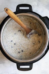 Cook brown rice pudding until thickened