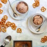 This rich and creamy beer ice cream is inspired by Häagen-Dazs'® stout chocolate pretzel ice cream. It's a perfect Game Day dessert!