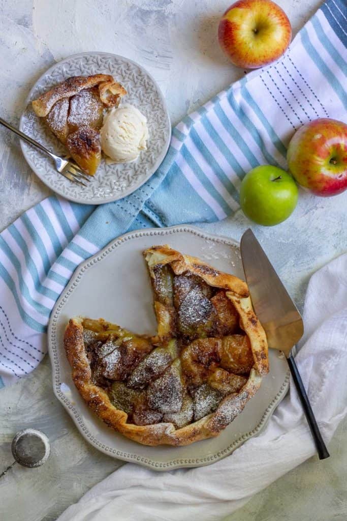 apple galette on a serving plate