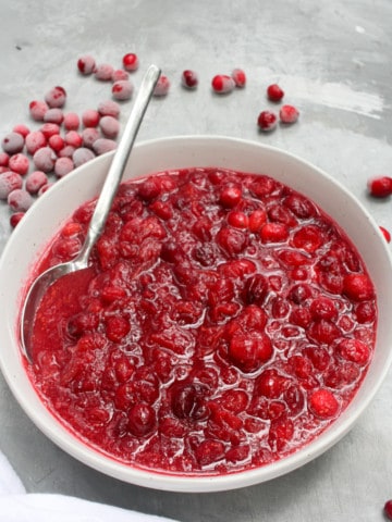Instant Pot cranberry sauce in a serving dish
