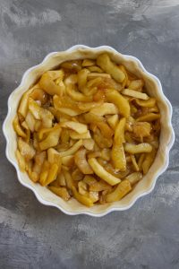 Add cooked apples to pie