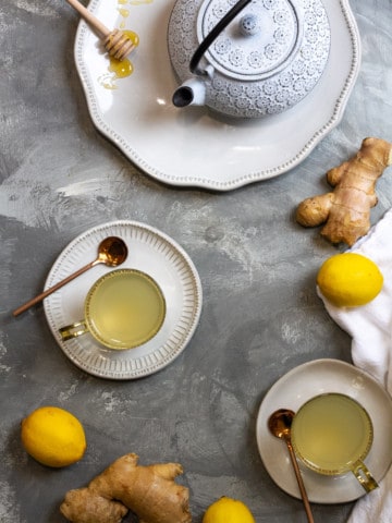 homemade ginger root tea in tea cups