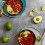 Vegan tortilla soup in bowls