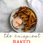 Do you love French fries, but want a healthier alternative? These crispy oven fries are easy to prepare, and there's no frying required! Serve them with the spicy yogurt sauce, ketchup, or your favorite dip.