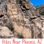 Looking for hiking trails near Phoenix, Arizona? Check out the Hieroglyphic Trail next to Lost Dutchman State Park. This gorgeous trail takes you into the Superstition Mountain Wilderness for a view of historic petroglyphs.