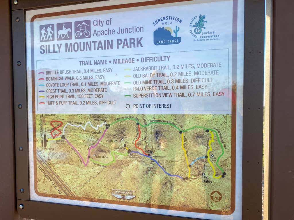 Silly Mountain hiking trail map.