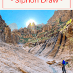 Visiting Phoenix? Make sure to check out Arizona's Lost Dutchman State Park and the Siphon Draw Trail! Take this trail to the basin, or continue on to Flatiron!