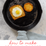 Egg in a hole (also known as Toad in a Basket or Egg in a Basket) is an easy breakfast classic made with pan-fried bread and an egg, and is ready in minutes!