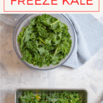 Learn how to freeze raw kale! This freezer tutorial is a perfect way to preserve this leafy green, and is great for both gardeners and meal prepping.