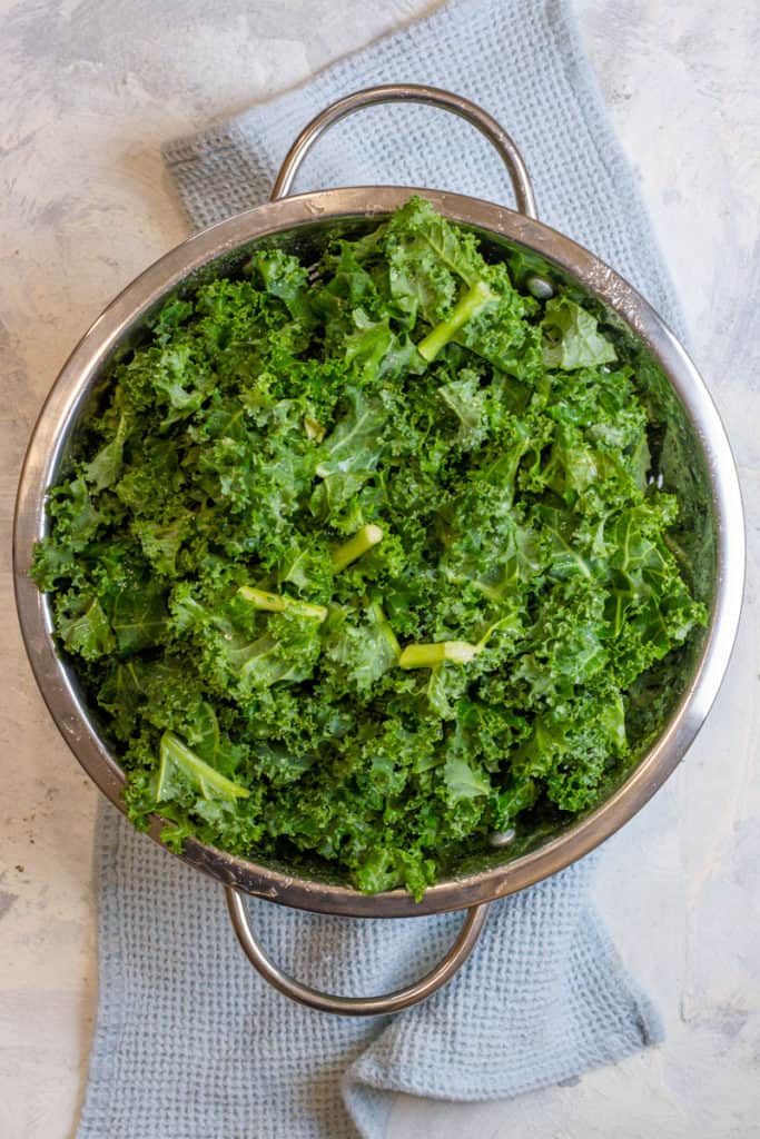 Destem, Rinse + Chop Kale
