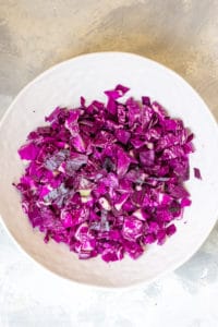 Add Chopped Cabbage + Salt to a Large Bowl