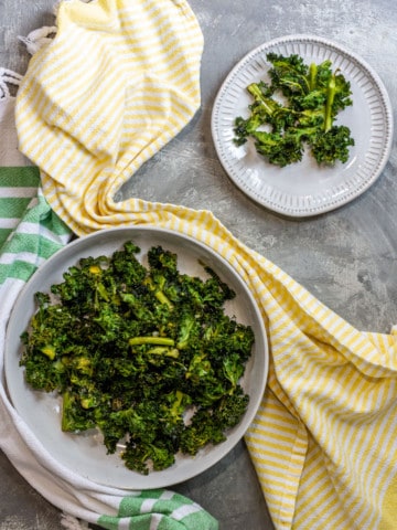 Baked Kale Chips in a Serving Bowl