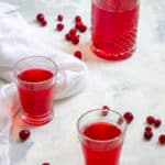 homemade cranberry juice in a serving pitcher