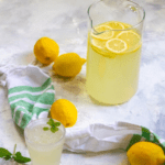 This quick and easy mint lemonade uses fresh mint from the garden to make a refreshing summer drink. Add a little bourbon or gin to make a cocktail!
