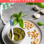 This easy dairy-free basil pesto uses nuts (like cashews, walnuts, or pine nuts), olive oil and garlic, and is the perfect way to use and preserve fresh basil from your garden. Freeze the pesto for later!
