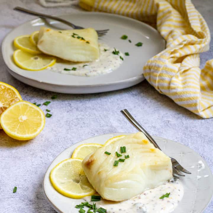 Broiled Halibut with Lemon Sauce Champagne Tastes®