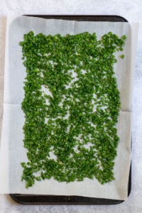 Lay Chives on a Baking Sheet