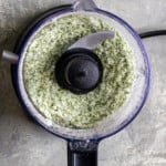 Chop Herbs + Salt Until Blended