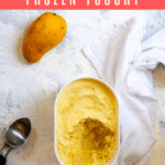 This easy mango frozen yogurt is made with fresh or frozen mango, coconut milk, plain yogurt, and a tiny pinch of cayenne. Churn this fro-yo in an ice cream maker for a creamy summer treat!