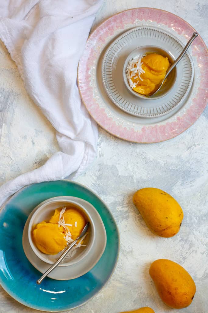 Mango Sorbet in Bowls