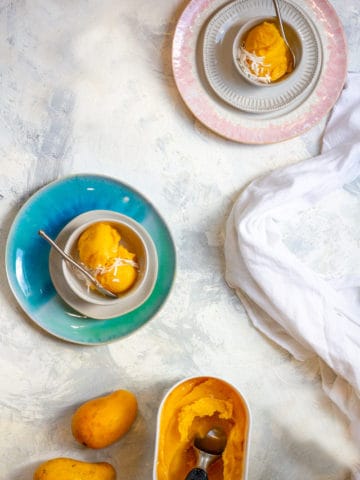 Mango Sorbet in Bowls