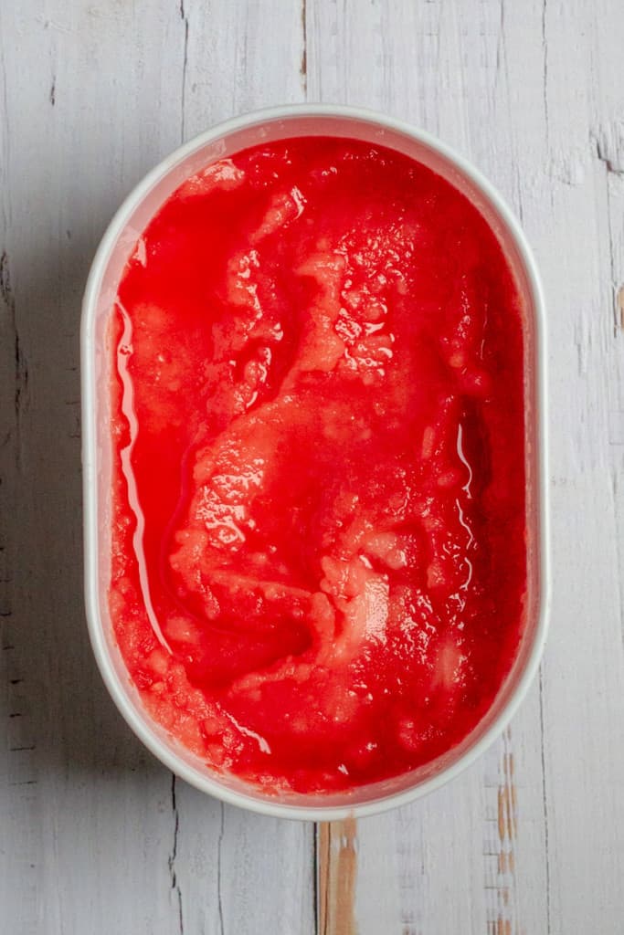Pour the Watermelon Sorbet Into a Container to Freeze