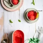 Watermelon Sorbet with Mint in Bowls