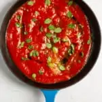 Add Tomato Sauce + Fresh Herbs to an Oven-Safe Pan