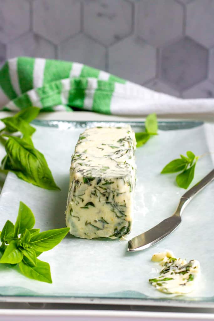 Basil Butter on a Serving Tray