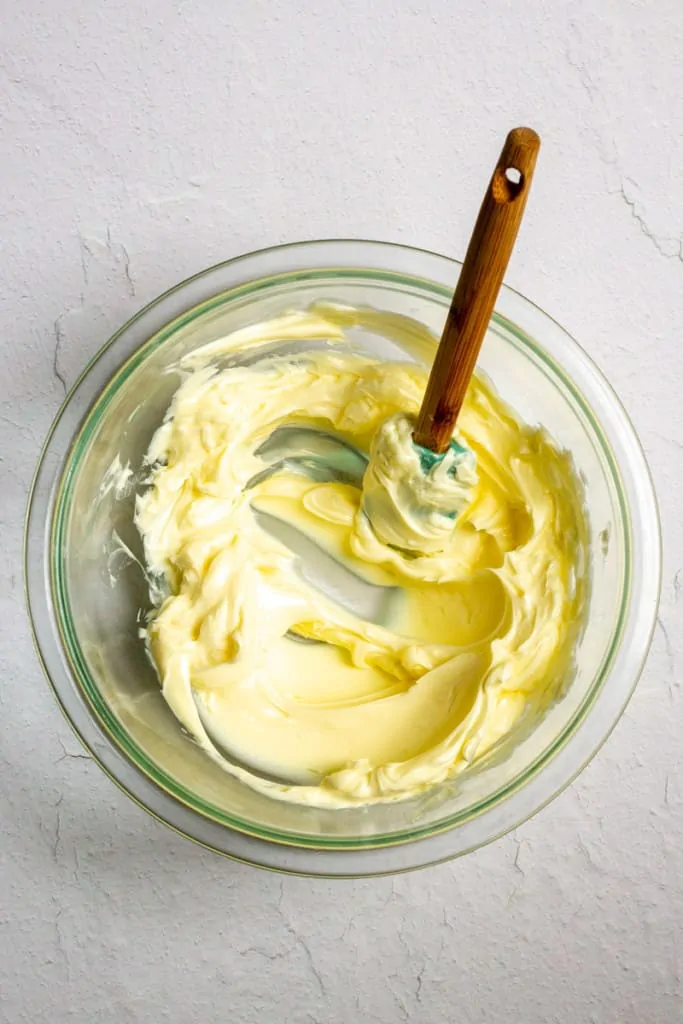 Beat Softened Butter with a Rubber Spatula.