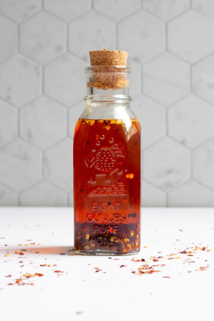 hot chili oil in a bottle