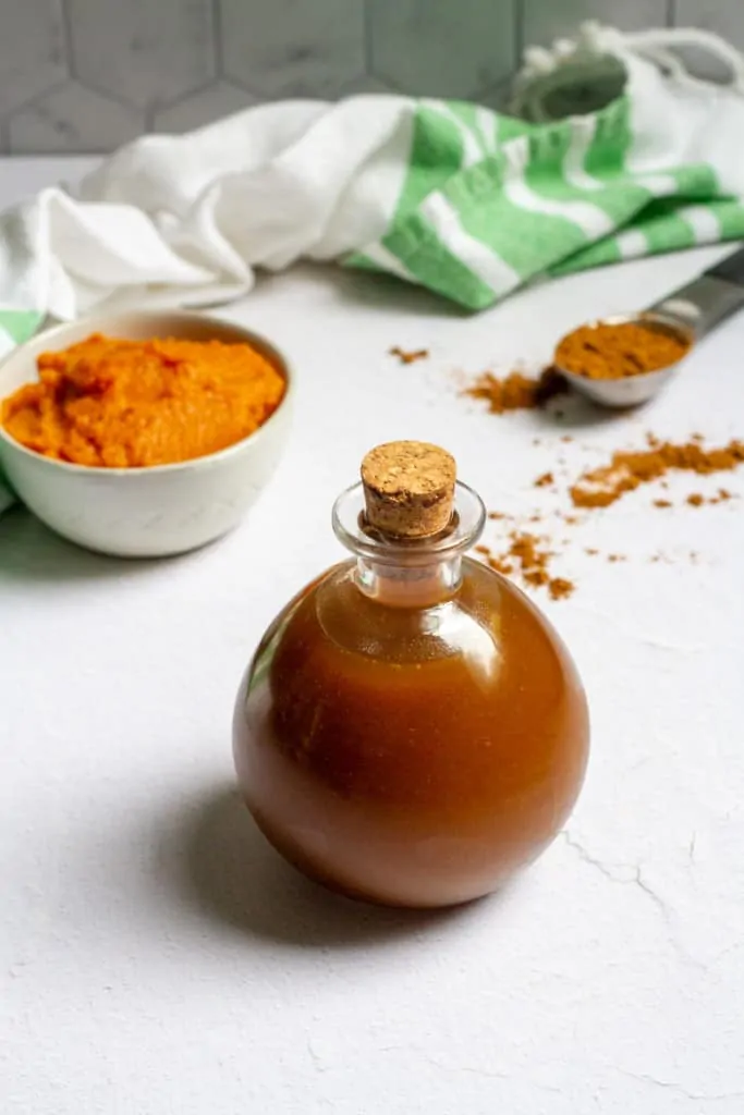 pumpkin spice simple syrup in a bottle