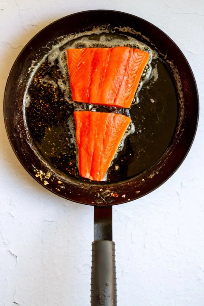 Add Salmon to the Hot Pan