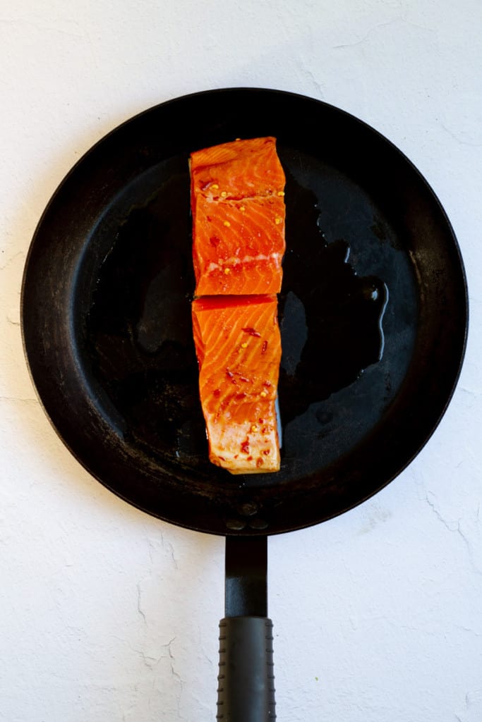 Place Salmon in an Oiled Oven-Safe Pan