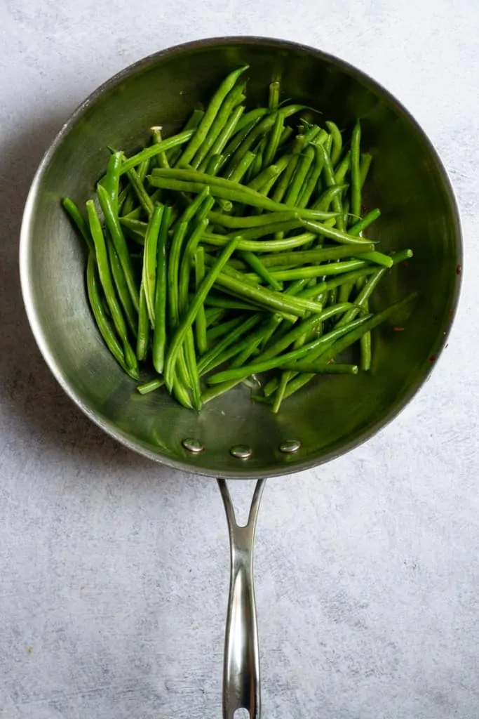 Add Hericots Verts to Pan with Garlic