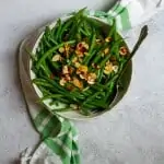Toss Beans with Toasted Almonds (hericot vert salad in a bowl)