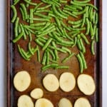 Add Potatoes + Green Beans to Baking Sheet
