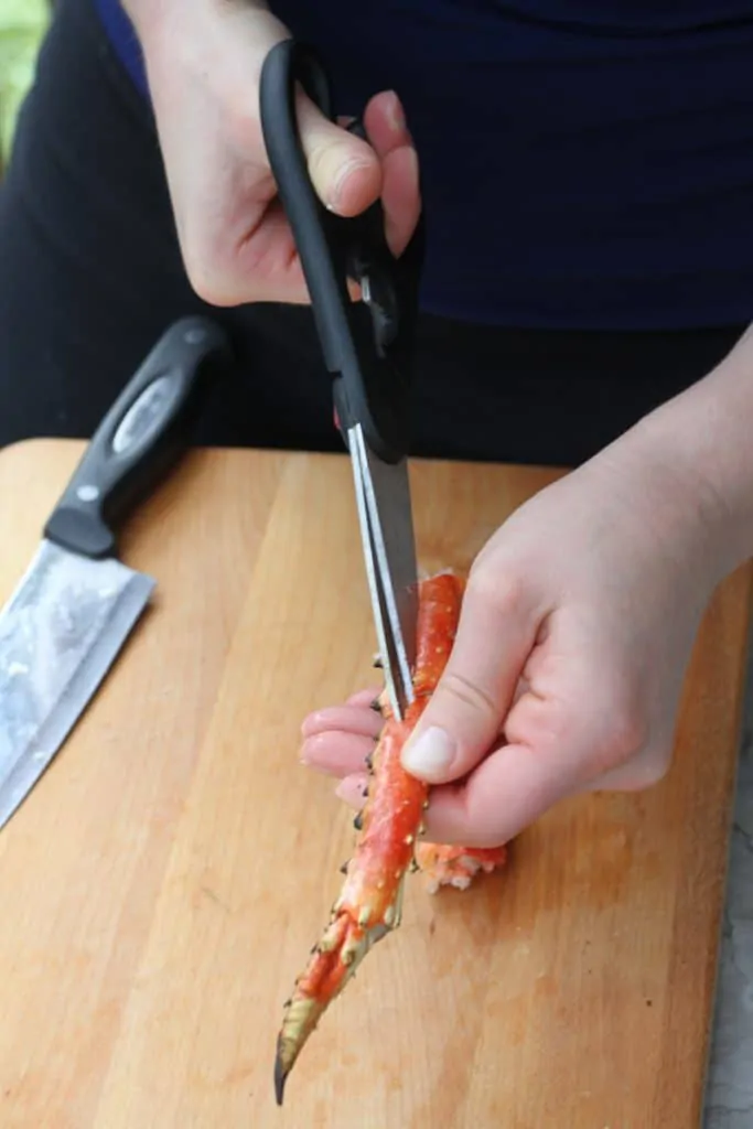 Cut Shell with Kitchen Shears (Easiest with Smaller Legs)