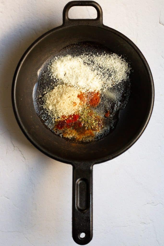 Toast Coconut, Breadcrumbs + Spices in Butter