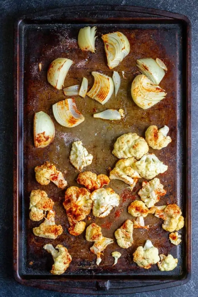 Roast Cauliflower + Onion Until Tender
