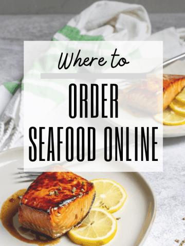 graphic reading: "where to order seafood online" with photo of salmon in background
