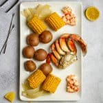 seafood boil (lowcountry boil) for two on a platter