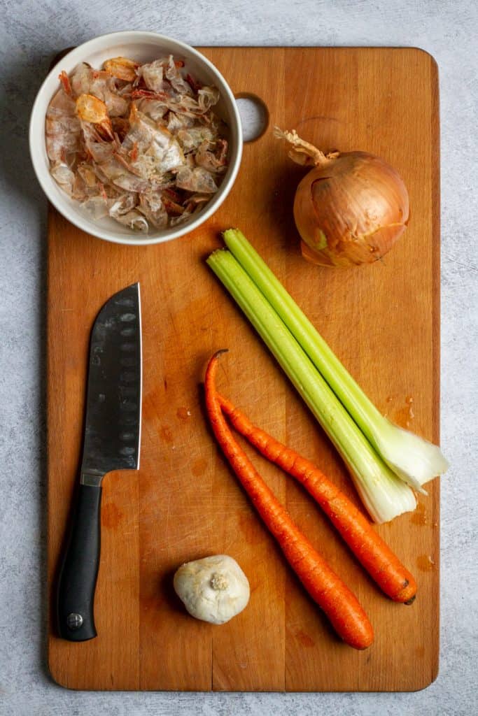 Prepare Vegetables + Shrimp Shells