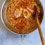 Add Shrimp to Broth + Rice