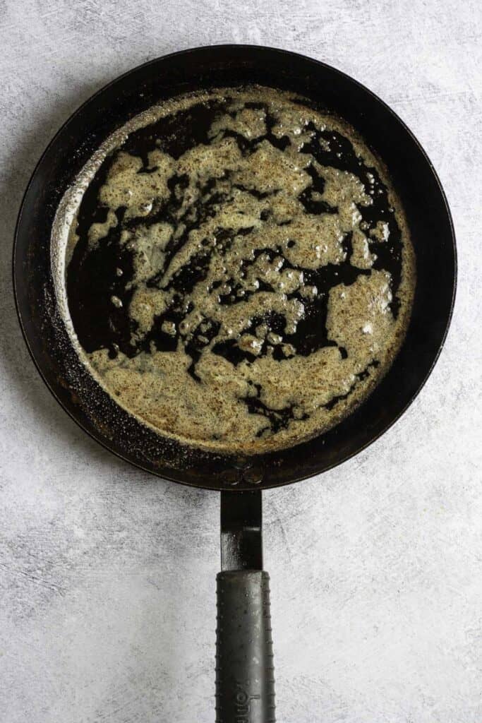 butter sauce in pan.