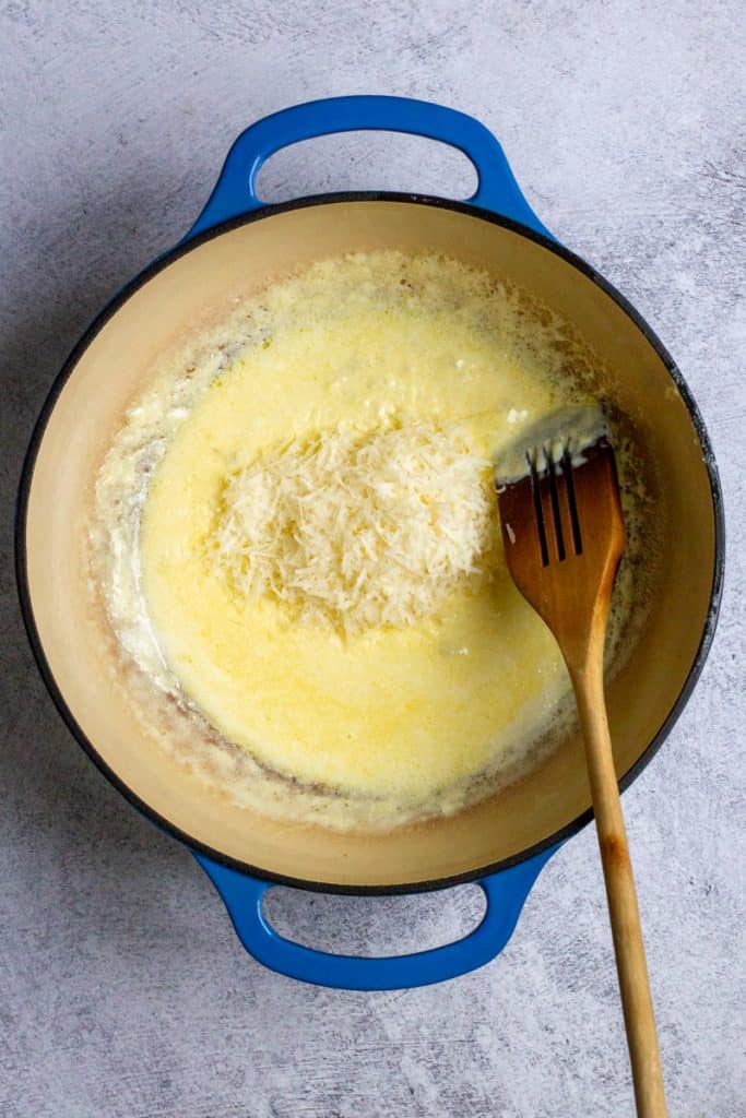 Add Parmesan to the Hot Cream